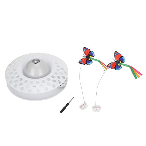 ViaGasaFamido Juguete Teaser para Gatos, 2 en 1, Mascota, Gato, eléctrico, Giratorio, Mariposa, Juguete Volador, aleteo, Forma Luminosa, Teaser, Juguete para perseguir, para Gatitos, Gatitos