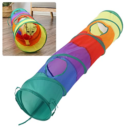 ViaGasaFamido Túnel del Juego del Animal Doméstico, Juguete Plegable del Túnel Plegable de 4 Respiraderos para el Juego Interior Al Aire Libre