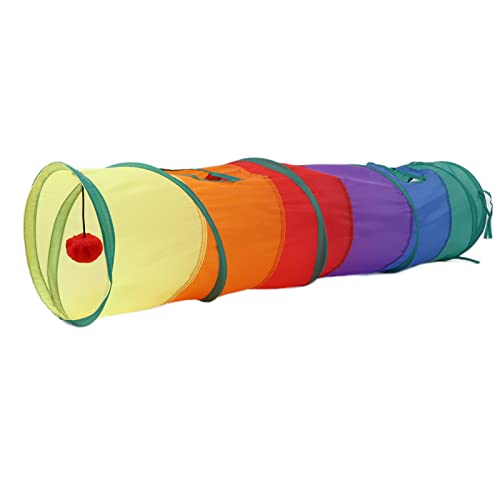 ViaGasaFamido Túnel del Juego del Animal Doméstico, Juguete Plegable del Túnel Plegable de 4 Respiraderos para el Juego Interior Al Aire Libre