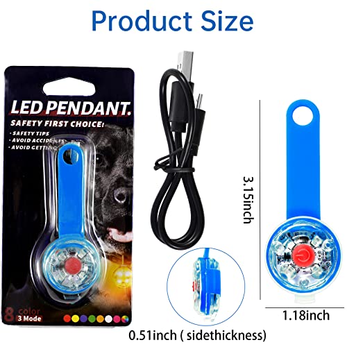 Vibbang Cuello de Gato de Perro LED luz LED colgante USB recargable 3 Modos Parpadeante luces de seguridad impermeables Luz intermitente LED para perros y gatos impermeables Colgante (azul)