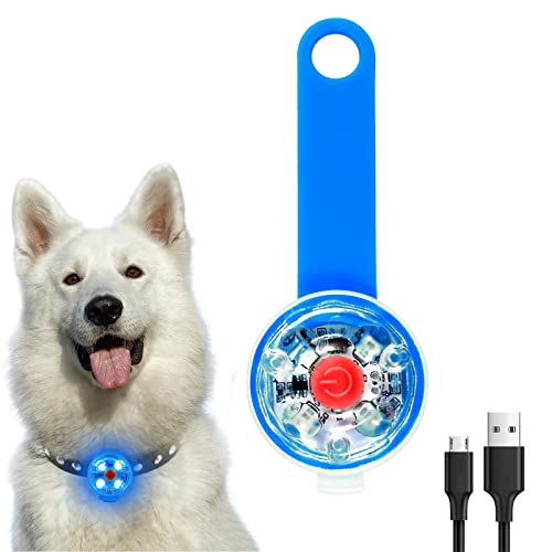 Vibbang Cuello de Gato de Perro LED luz LED colgante USB recargable 3 Modos Parpadeante luces de seguridad impermeables Luz intermitente LED para perros y gatos impermeables Colgante (azul)
