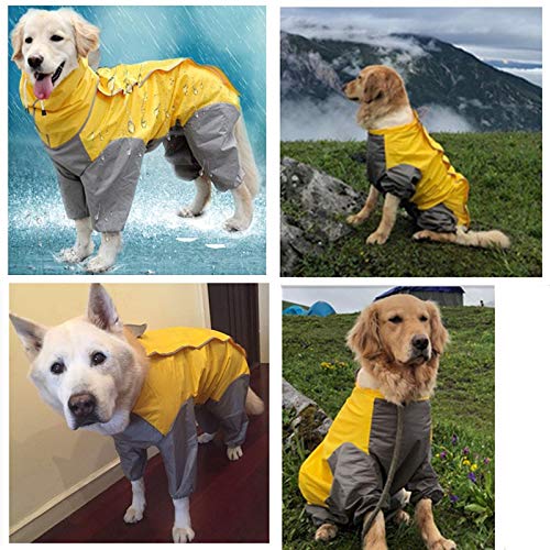 VICTORIE Mascota Perro Impermeables Chubasqueros con Capucha para pequeño Medianas y Grandes Perros Andar excursión Acampada deambular Amarillo 6XL