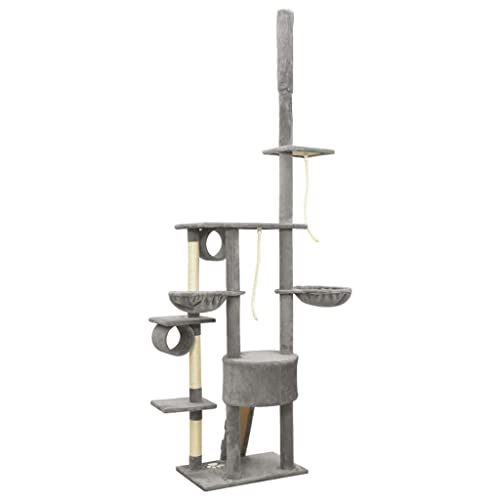 vidaXL Árbol Rascador para Gatos de Suelo a Techo Gris 220-240 cm Mascotas