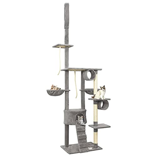 vidaXL Árbol Rascador para Gatos de Suelo a Techo Gris 220-240 cm Mascotas
