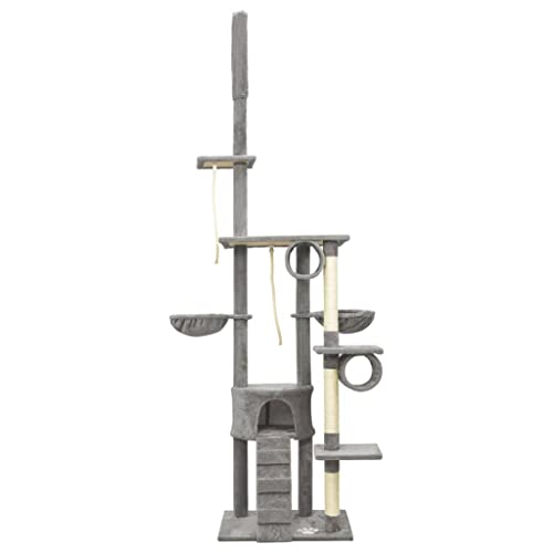 vidaXL Árbol Rascador para Gatos de Suelo a Techo Gris 220-240 cm Mascotas