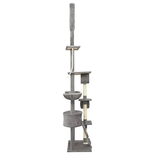 vidaXL Árbol Rascador para Gatos de Suelo a Techo Gris 220-240 cm Mascotas