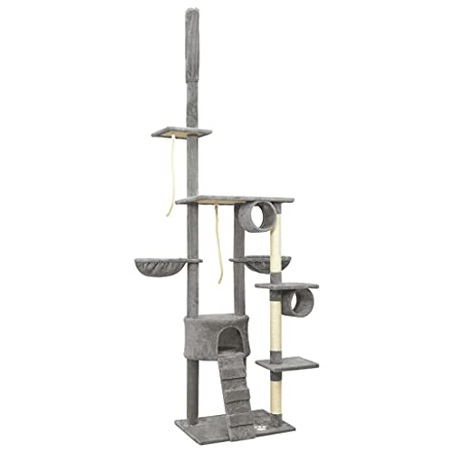 vidaXL Árbol Rascador para Gatos de Suelo a Techo Gris 220-240 cm Mascotas