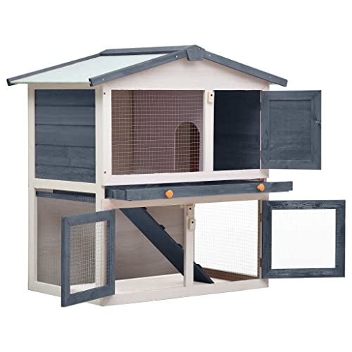 vidaXL Madera Jaula Conejera con 3 Puerta Casita Caseta de Animales Pequeños Mascotas Gallinero Protección Refugio Impermeable Rojo