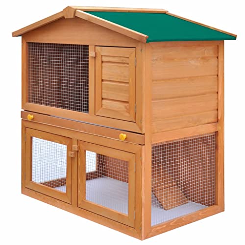 vidaXL Madera Jaula Conejera con 3 Puerta Casita Caseta de Animales Pequeños Mascotas Gallinero Protección Refugio Impermeable Rojo