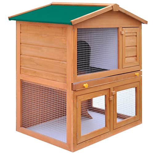 vidaXL Madera Jaula Conejera con 3 Puerta Casita Caseta de Animales Pequeños Mascotas Gallinero Protección Refugio Impermeable Rojo