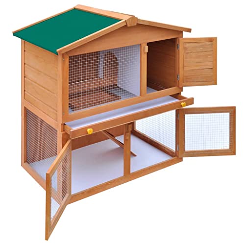 vidaXL Madera Jaula Conejera con 3 Puerta Casita Caseta de Animales Pequeños Mascotas Gallinero Protección Refugio Impermeable Rojo