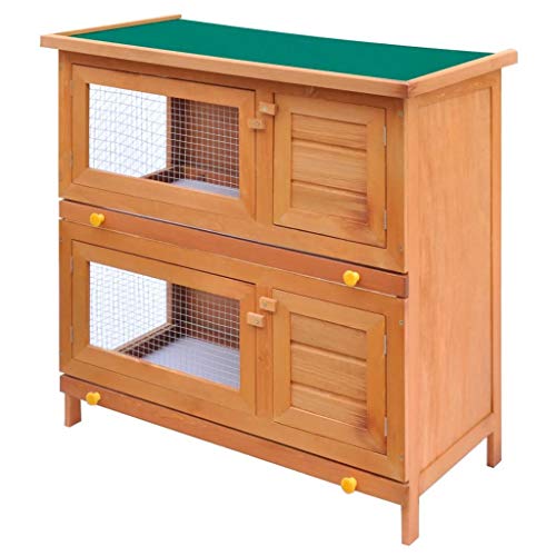 vidaXL Madera Jaula Conejera con 4 Puerta Casita Caseta de Animales Pequeños Mascotas Gallinero Protección Refugio Impermeable Marrón