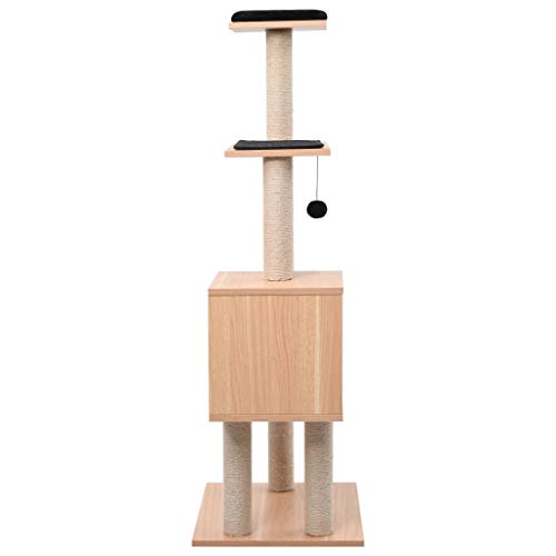 vidaXL Rascador para Gatos con Alfombra Rascadora Casita Poste de Sisal 123 cm