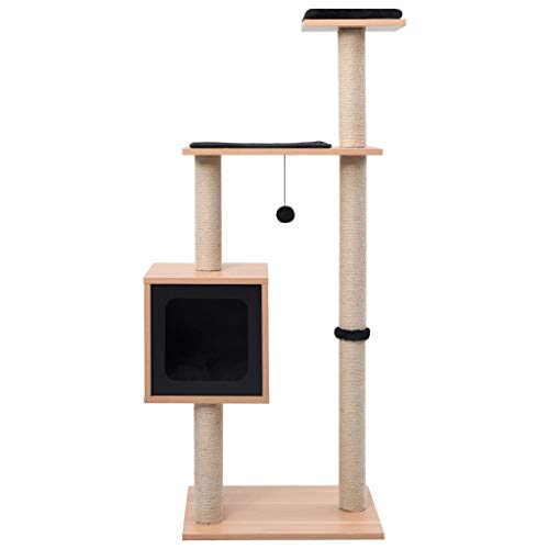 vidaXL Rascador para Gatos con Alfombra Rascadora Casita Poste de Sisal 123 cm