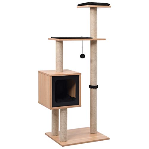 vidaXL Rascador para Gatos con Alfombra Rascadora Casita Poste de Sisal 123 cm