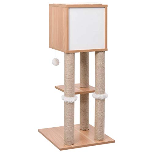 vidaXL Rascador para Gatos con Alfombra Rascadora Poste Casita de Sisal 90 cm