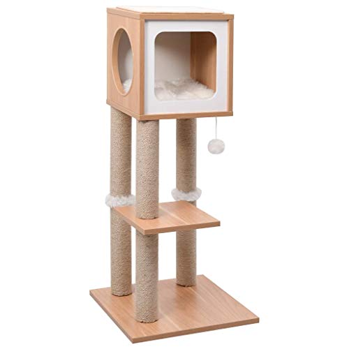 vidaXL Rascador para Gatos con Alfombra Rascadora Poste Casita de Sisal 90 cm
