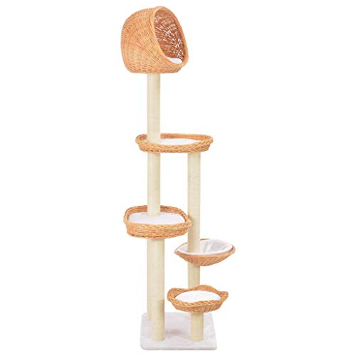 vidaXL Rascador para Gatos con Poste de Sisal Madera Natural de Sauce Mascotas