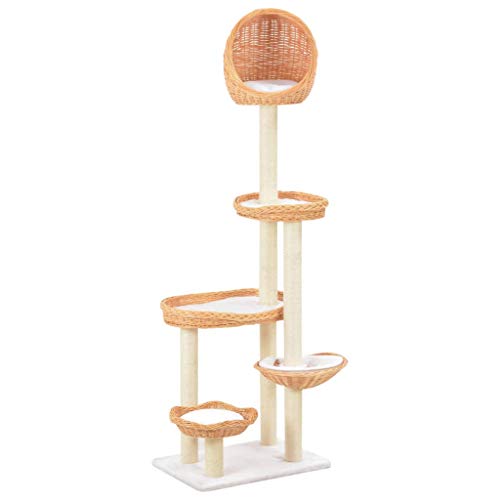 vidaXL Rascador para Gatos con Poste de Sisal Madera Natural de Sauce Mascotas