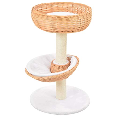 vidaXL Rascador para Gatos con Poste de Sisal Madera Natural de Sauce Mascotas