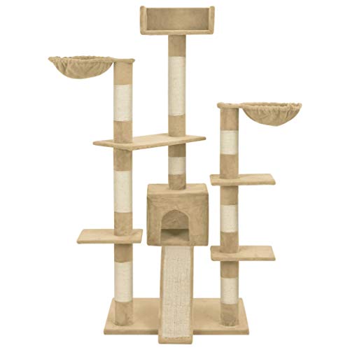 vidaXL Rascador para Gatos con Postes de Sisal Beige 183 cm XXL Mascotas Cama