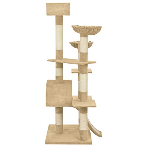 vidaXL Rascador para Gatos con Postes de Sisal Beige 183 cm XXL Mascotas Cama