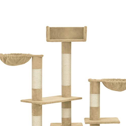 vidaXL Rascador para Gatos con Postes de Sisal Beige 183 cm XXL Mascotas Cama