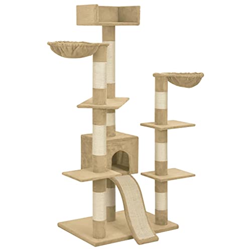 vidaXL Rascador para Gatos con Postes de Sisal Beige 183 cm XXL Mascotas Cama