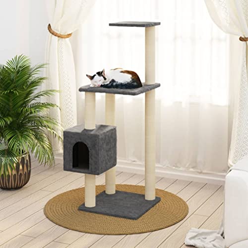 vidaXL Rascador para Gatos con Postes de sisal Gris Oscuro 104 cm