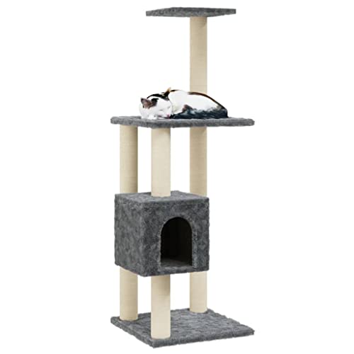 vidaXL Rascador para Gatos con Postes de sisal Gris Oscuro 104 cm