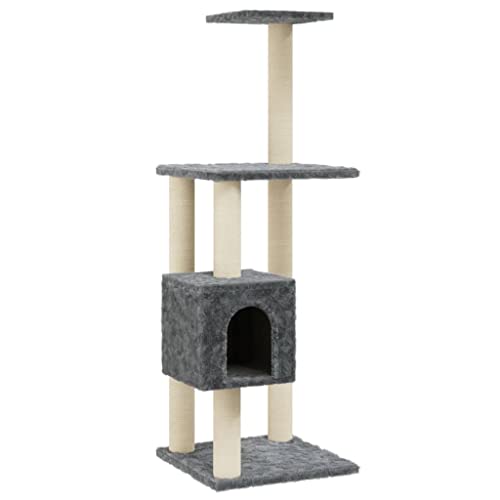vidaXL Rascador para Gatos con Postes de sisal Gris Oscuro 104 cm