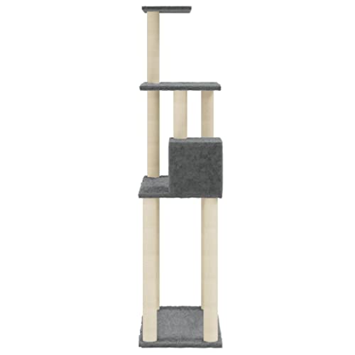 vidaXL Rascador para Gatos con Postes de sisal Gris Oscuro 147 cm