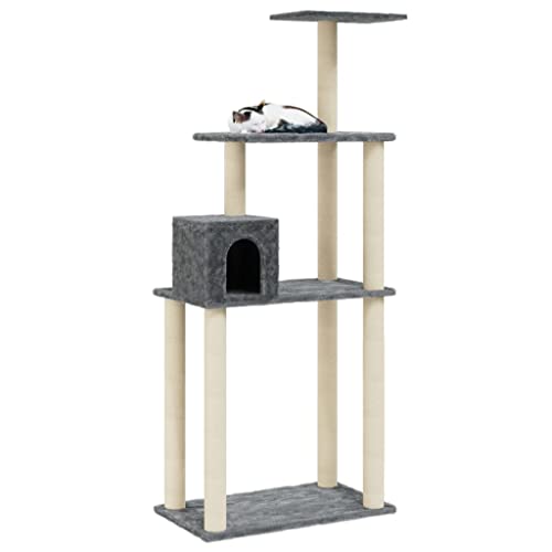 vidaXL Rascador para Gatos con Postes de sisal Gris Oscuro 147 cm