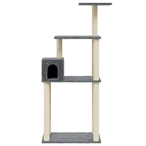vidaXL Rascador para Gatos con Postes de sisal Gris Oscuro 147 cm