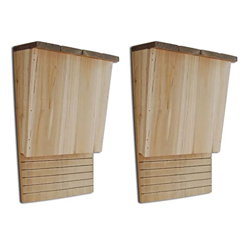 vidaXL Set 2 Nidos Cajas para Muerciélagos Refugio Acceso Fácil Madera Maciza Jardín