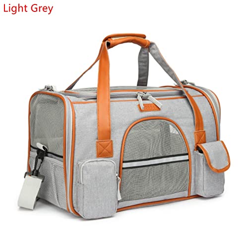 VIGAN Transportador para perros Asiento de coche Transportadores para mascotas Mochila portátil Transpirable Jaula para gatos Bolsa de viaje para perros pequeños (S, gris claro)