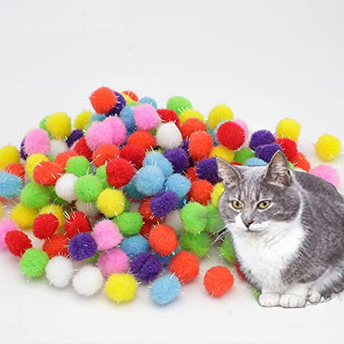 VIKSAUN 36 PCS 3CM Coloridos Pompones Balls, Bolas pomón de espumillón Juguete para gato, Juguete Interactivo Gato, Pelotas de Juguete Blando Bolas de Pompon para Gato Gatito Juguetes