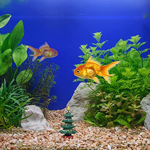 VILLCASE Acuario Decoración Mini Navidad Acuario Decoración Resina Micro Paisaje Árbol de Navidad Caja de Regalo
