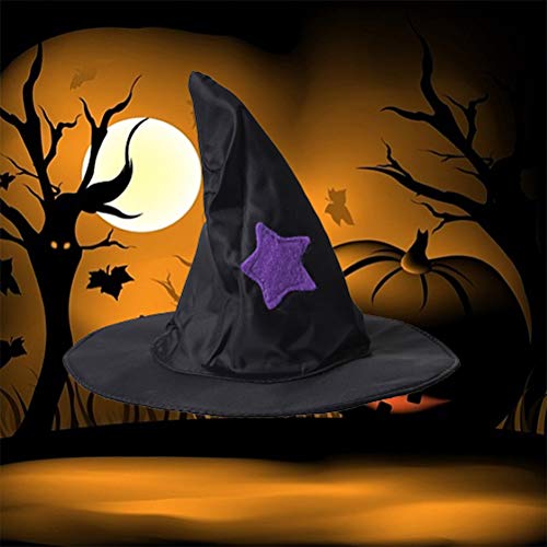 VILLCASE Disfraz de gato para mascotas, gato brujas, sombrero de mago de Halloween, accesorios de fiesta para gato y mascotas, color negro