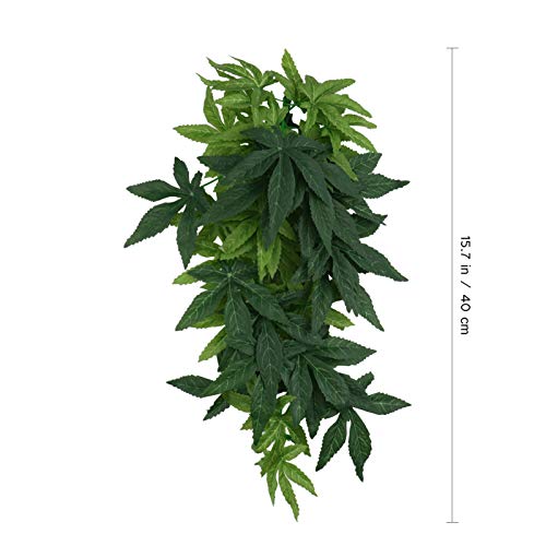 VILLCASE Plantas Artificiales Hojas Falsas con Ventosa para Acuario Pecera Reptil Terrario Decoración Plantas de Vid para Pared Casa Habitación Bar Restaurante Decoración