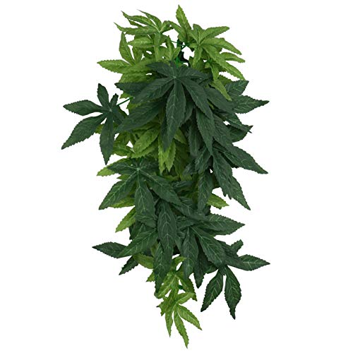 VILLCASE Plantas Artificiales Hojas Falsas con Ventosa para Acuario Pecera Reptil Terrario Decoración Plantas de Vid para Pared Casa Habitación Bar Restaurante Decoración