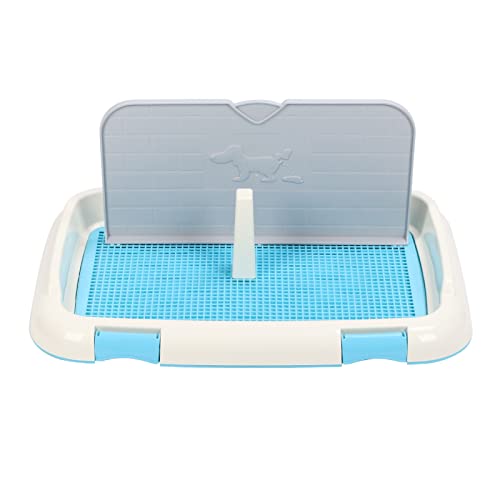 VINGVO Bandeja para Orinal para Perros, Protección para el Piso, Inodoro para Perros, Interior Portátil con Cubierta de Pared para Entrenamiento(Azul)