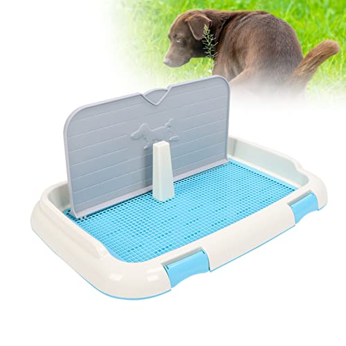 VINGVO Bandeja para Orinal para Perros, Protección para el Piso, Inodoro para Perros, Interior Portátil con Cubierta de Pared para Entrenamiento(Azul)