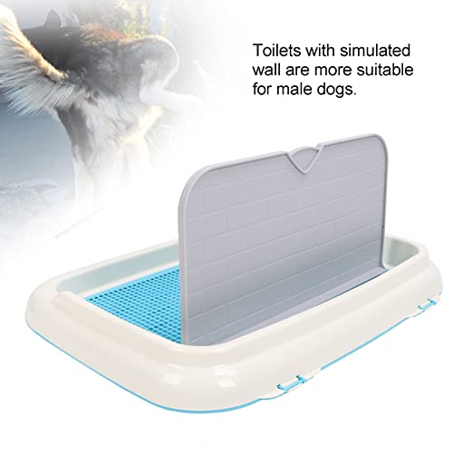 VINGVO Bandeja para Orinal para Perros, Protección para el Piso, Inodoro para Perros, Interior Portátil con Cubierta de Pared para Entrenamiento(Azul)