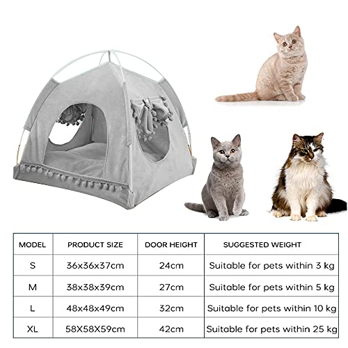 Vinnykud Cama de Cuatro Estaciones para Gatos Cómoda Cama para Gatos Carpa Gato con Ventana Tienda Perro Lavable Cama Gato de Lona