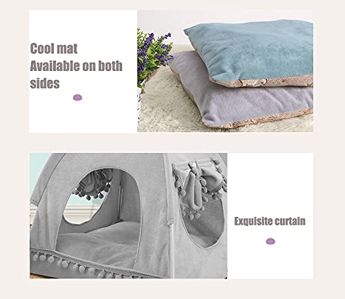 Vinnykud Cama de Cuatro Estaciones para Gatos Cómoda Cama para Gatos Carpa Gato con Ventana Tienda Perro Lavable Cama Gato de Lona