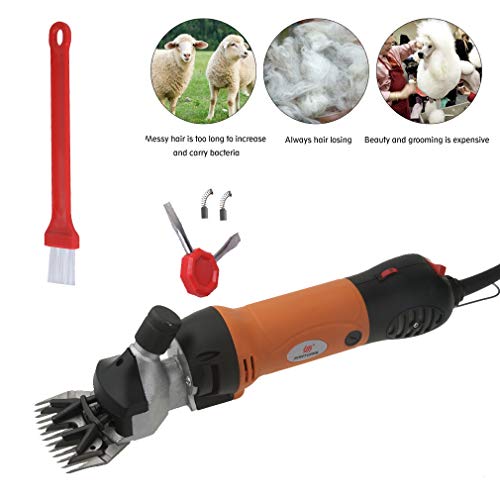 Vinteky 690W - Cortacésped profesional eléctrico para caballos, cortacésped eléctrico de oveja (6 velocidades, ajustable), color naranja