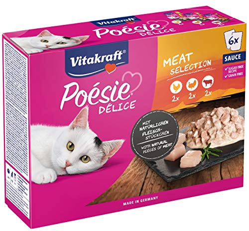 Vitakraft Alimento para Gatos con Carne, 6 x 85g