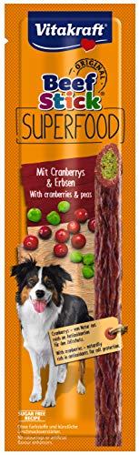 Vitakraft - Beef Stick Superfood, Snack para Perros de Carne con Arándanos y Guisantes - 25 g