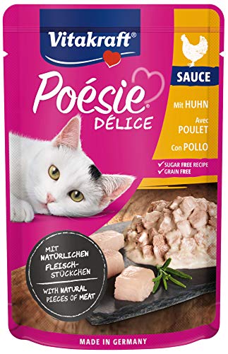 Vitakraft - Poésie Délice, Trocitos de Carne de Pollo en Salsa para Gatos - 85 g